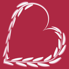 Heart of leaves. Grass. Congratulations on Valentine, Valentin Day. Design element