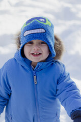 portrait of a boy winter close up