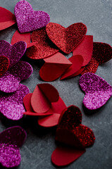 red and veri peri hearts on gray background
