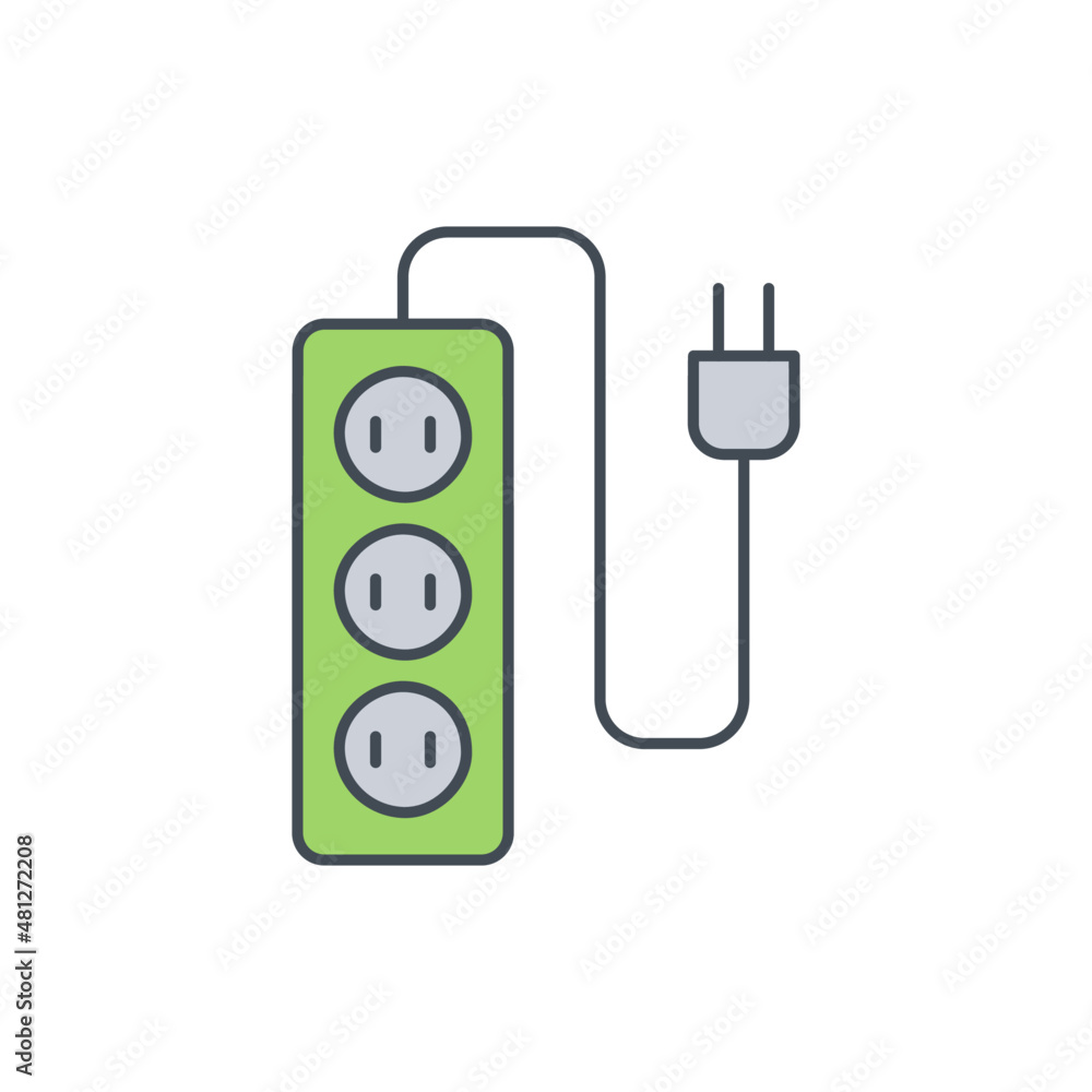 Poster multi socket plug icon in color icon, isolated on white background
