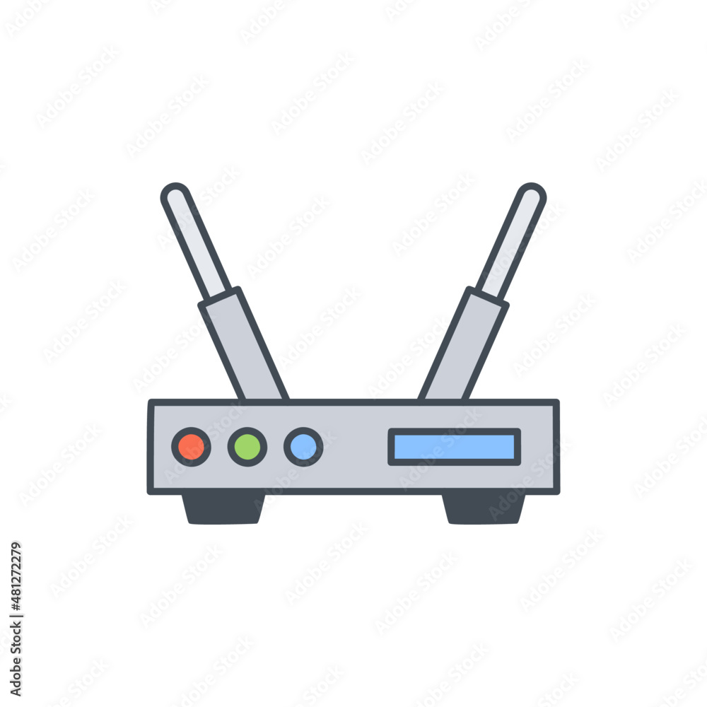 Poster wifi router icon in color icon, isolated on white background