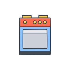 stove icon in color icon, isolated on white background 