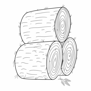recommend clip art: Three round haystacks hand drawn vector illustration. Harvesting hay at a cattle farm sketch sketch