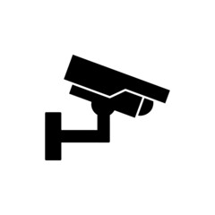 CCTV Icon in black flat glyph, filled style isolated on white background
