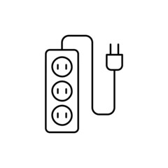 Multi Socket plug icon in black line style icon, style isolated on white background