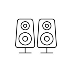 Dual Sound speakers stereo Icon in black line style icon, style isolated on white background