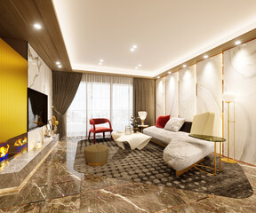 3d render of living room