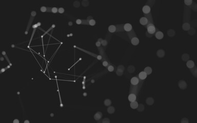 Abstract background. Molecules technology with polygonal shapes, connecting dots and lines. Connection structure. Big data visualization.