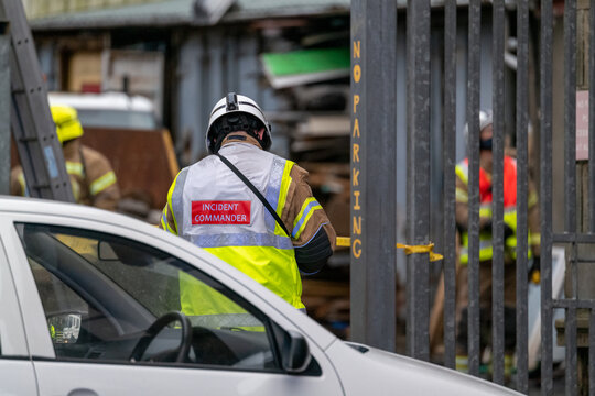 This Is The Scottish Fire And Rescue Service Incident Commander At The Scene Of A Fire In Marine Place, Buckie, Moray, Scotland On 18 January 2022.