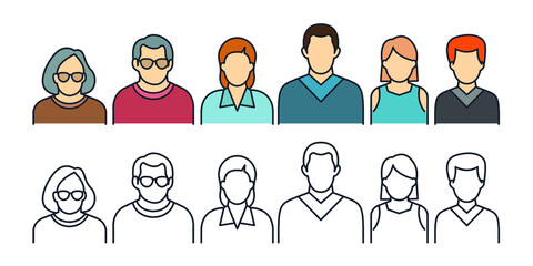 Set of Human Group Icon. people family pack symbol template for graphic and web design collection logo vector illustration