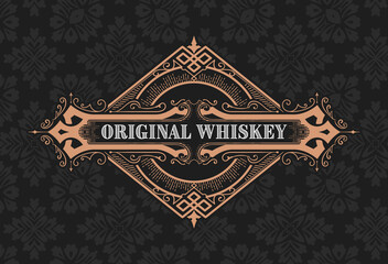 Whiskey label with old frames