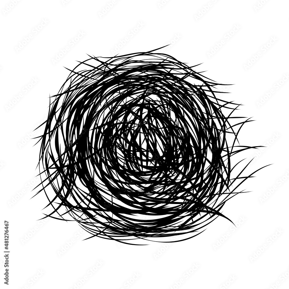 Poster hand drawn scribble sketch circle object. tangled grungy round scribble. isolated on white backgroun