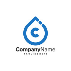 water droplet logo with letter c symbol