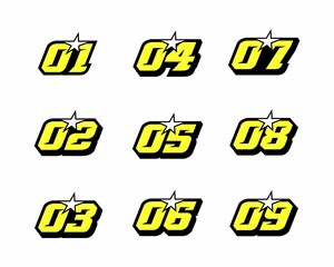 Racing number, start racing number, sport race number logo design
