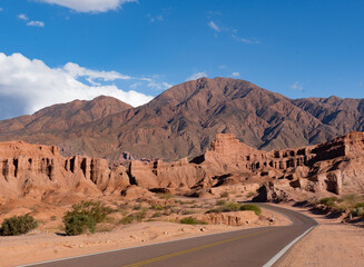 route between the huge mountains