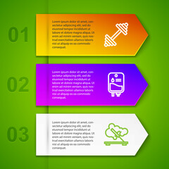 Set line Dumbbell, IV bag, Scented spa stick and Collagen serum. Business infographic template. Vector