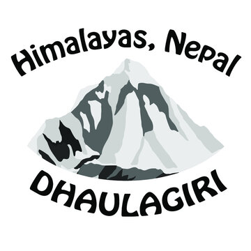 Vector illustation logo of Mount Dhaulagiri, himalayas, Nepal