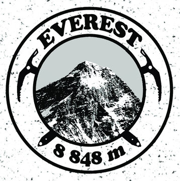 Vector illustation logo of Mount Everest, himalayas, Nepal