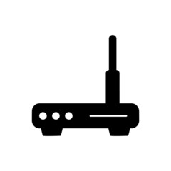 Fototapeta premium wifi router icon in black flat glyph, filled style isolated on white background