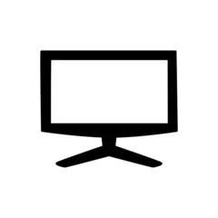 Wide screen TV Icon in black flat glyph, filled style isolated on white background