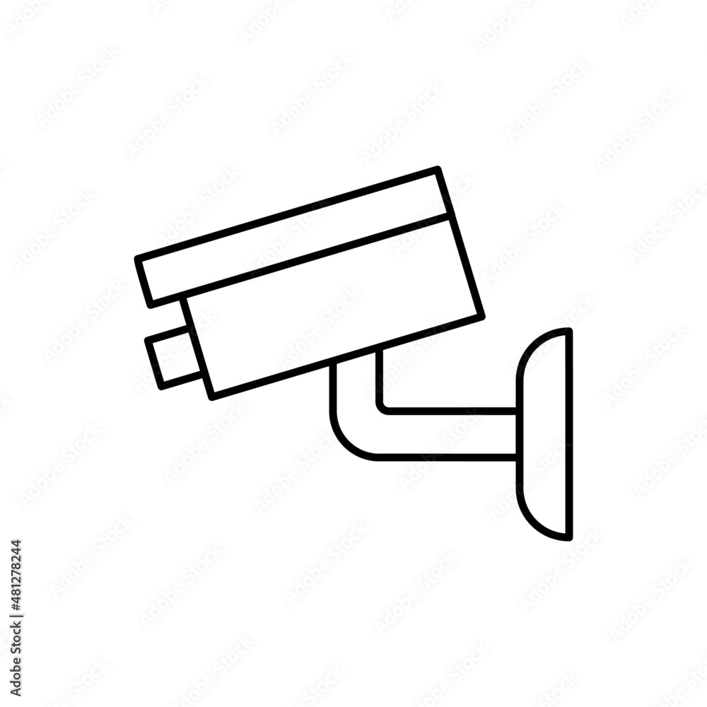 Poster CCTV Icon in black line style icon, style isolated on white background