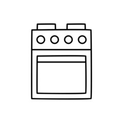 stove icon in black line style icon, style isolated on white background