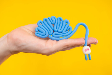 Abstract brain with electric plug. Mental activity. Brain, creativity, a new idea. Turn on your...