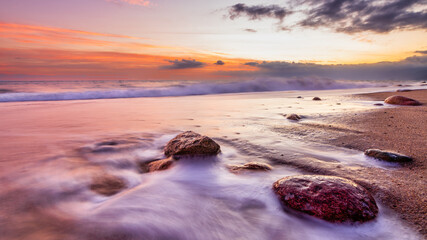 Landscape Wave Ocean Sunset High Resolution 16:9 Ratio