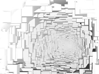 奥行きのある白い直方体の空間