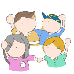 やる気を出す仲間の四人