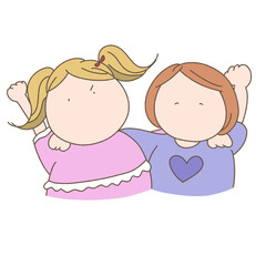 気合いを入れる女の子たち