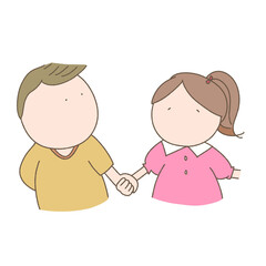 手をつなぐ男の子と女の子