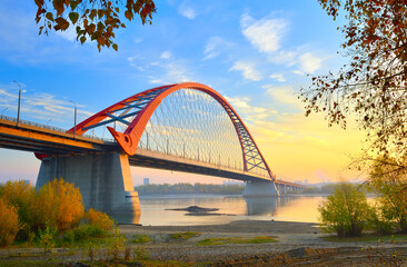 Bugrinsky bridge in golden autumn