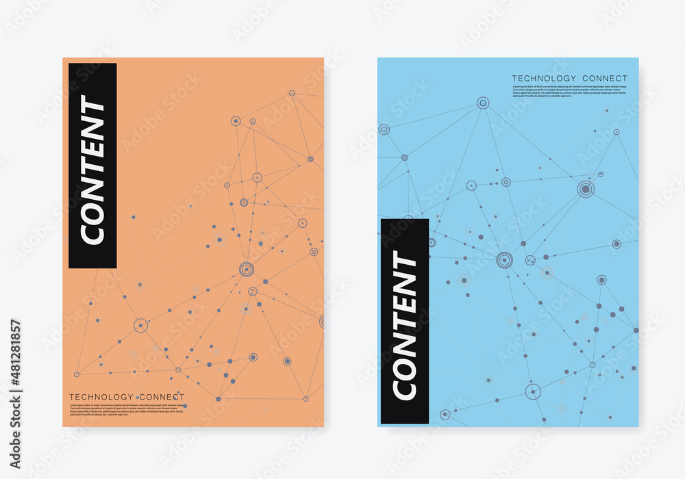 Poster abstract molecules cover template. vector design element shapes. vector physics background. technolo