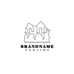 earth quake cartoon logo template icon design black simple vector illustration