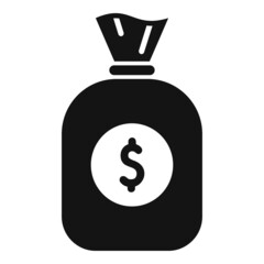 Bank money bag icon simple vector. Digital finance