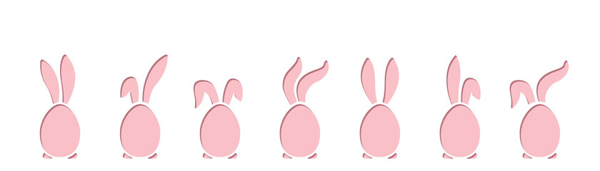 Fototapeta premium Pink Easter eggs with bunny ears. Vector Easter silhouette for laser cut.