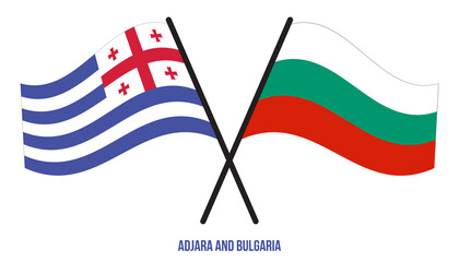 Adjara and Bulgaria Flags Crossed And Waving Flat Style. Official Proportion. Correct Colors.