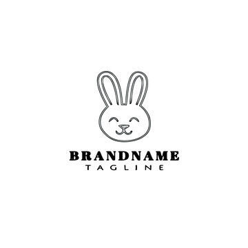rabbit logo cartoon icon vector illustration