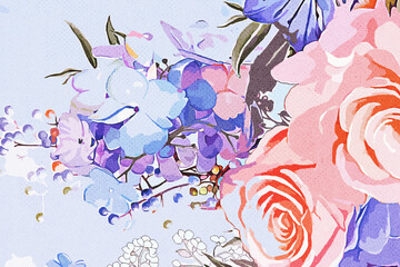 Abstract elegant rose peony flower bouquet illustration