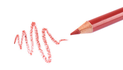 Bright lip liner stroke and pencil on white background