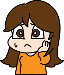 頬杖　女性　困っている顔