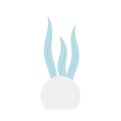 Illustration icon vector of green potted plants, decorative houseplants, trendy plants in pots, water plants and stones, beautiful natural home or aquarium decorations