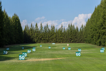 Driving Range, Target for hit in golf driving range, objective, drive golf training.