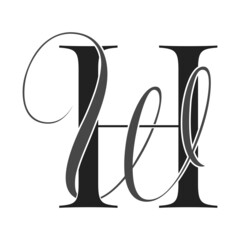 hw, wh, monogram logo. Calligraphic signature icon. Wedding Logo Monogram. modern monogram symbol. Couples logo for wedding