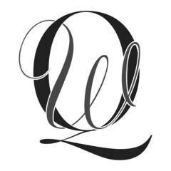 qw, wq, monogram logo. Calligraphic signature icon. Wedding Logo Monogram. modern monogram symbol. Couples logo for wedding