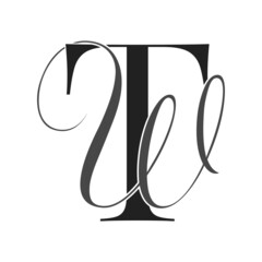 tw, wt, monogram logo. Calligraphic signature icon. Wedding Logo Monogram. modern monogram symbol. Couples logo for wedding