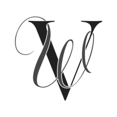 vw, wv, monogram logo. Calligraphic signature icon. Wedding Logo Monogram. modern monogram symbol. Couples logo for wedding - obrazy, fototapety, plakaty