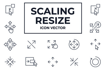Set of Scaling Arrow icon. Resize pack symbol template for graphic and web design collection logo vector illustration
