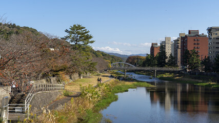 金沢 浅野川 紅葉 ひがし茶屋街